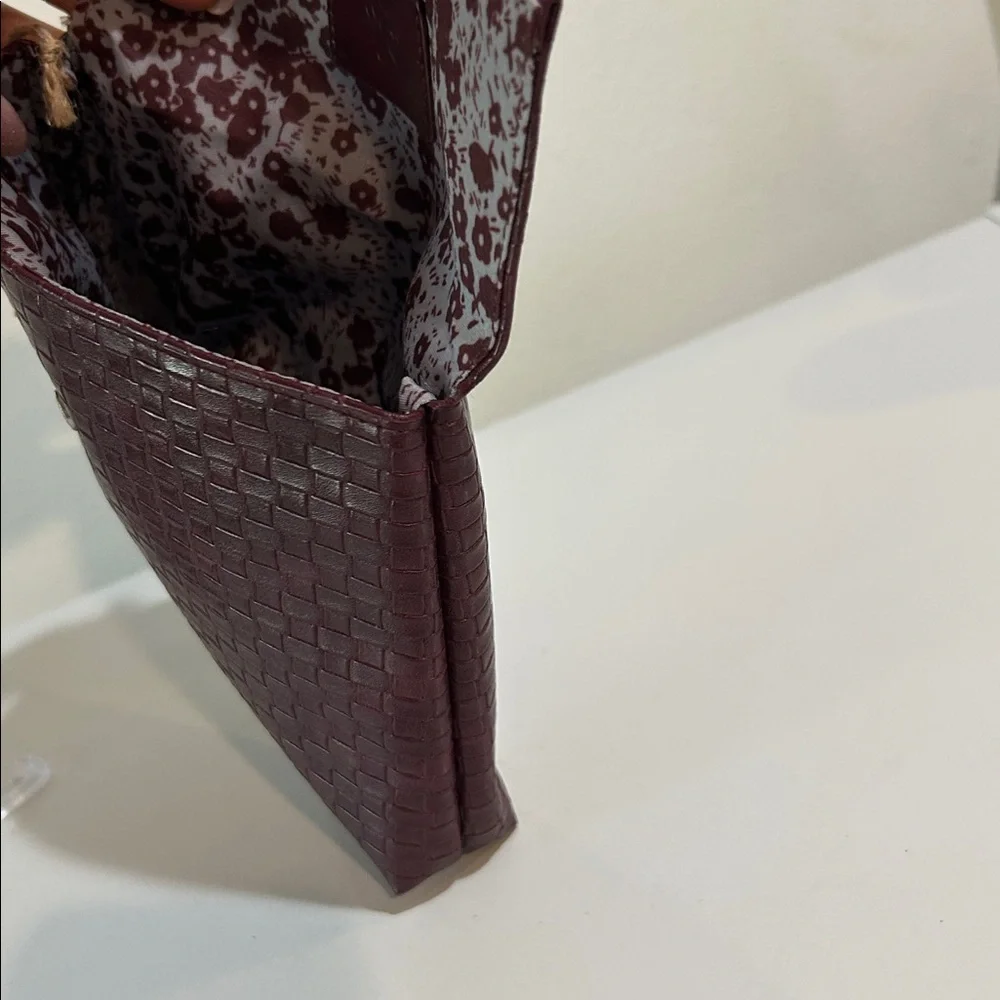Sisley Paris Black Rose Cosmetic Pouch NWT | Textured Faux Leather Floral Lining